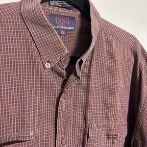 Vintage Lucchese Mens Long Sleeve Button Down Collar Shirt Plaid Country Western